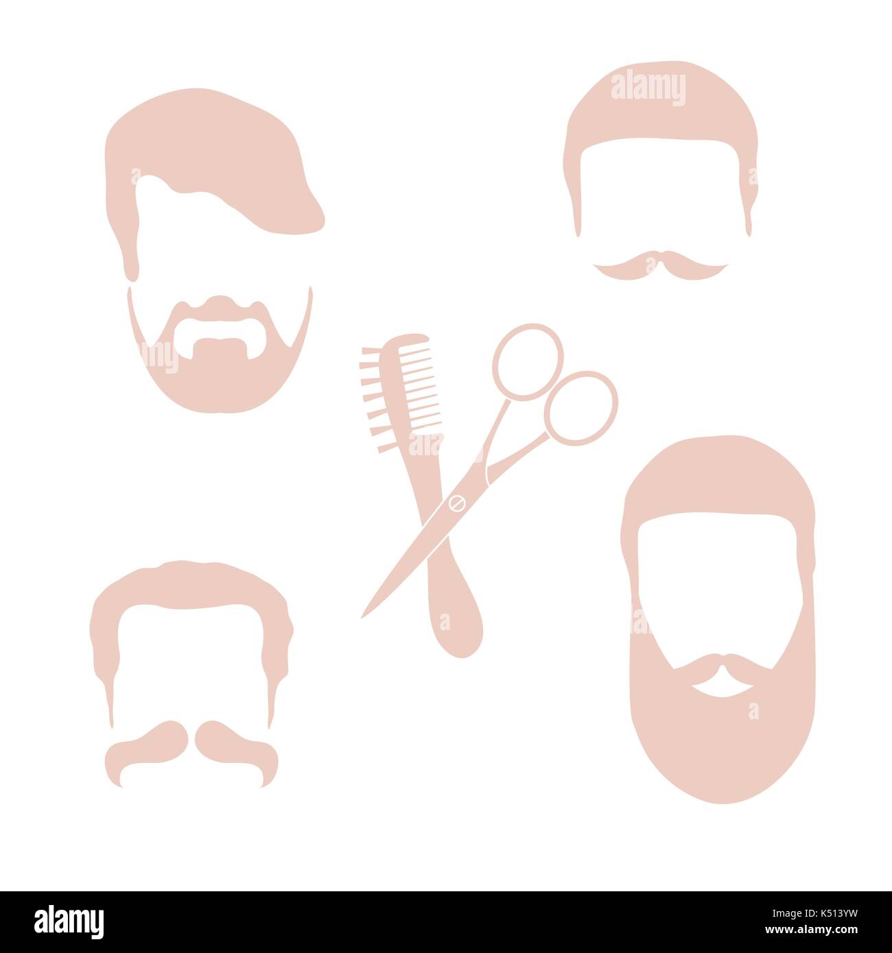 Cute Vector Illustration Of Men Hairstyles Beards And