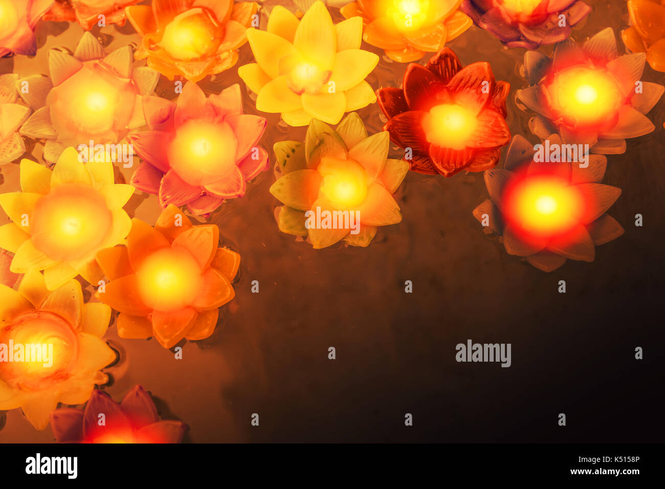 colorful flower light candle float in the water pond Stock Photo Alamy