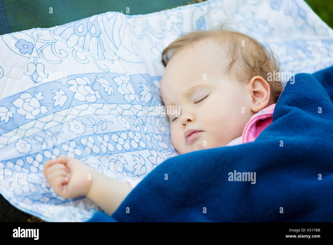 One Year Old Baby Girl Peacefully Sleeping In The Nature Stock Photo 