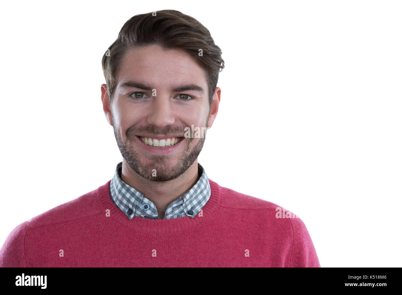 Portrait of smiling man against white background Stock Photo - Alamy