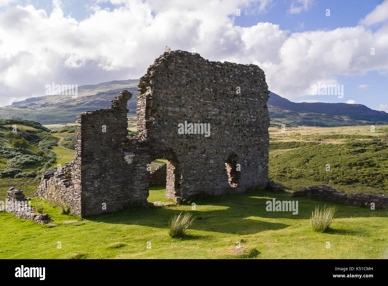 Part of Dolwyddelan Castle built in the 13th century by Llywelyn the Great Prince of Gwynedd and North Wales now preserved by Cadw Stock Photo