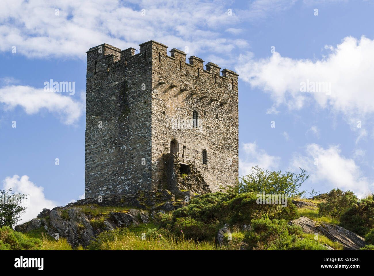 Dolwyddelan Castle built in the 13th century by Llywelyn the Great Prince of Gwynedd and North Wales now preserved by Cadw Stock Photo