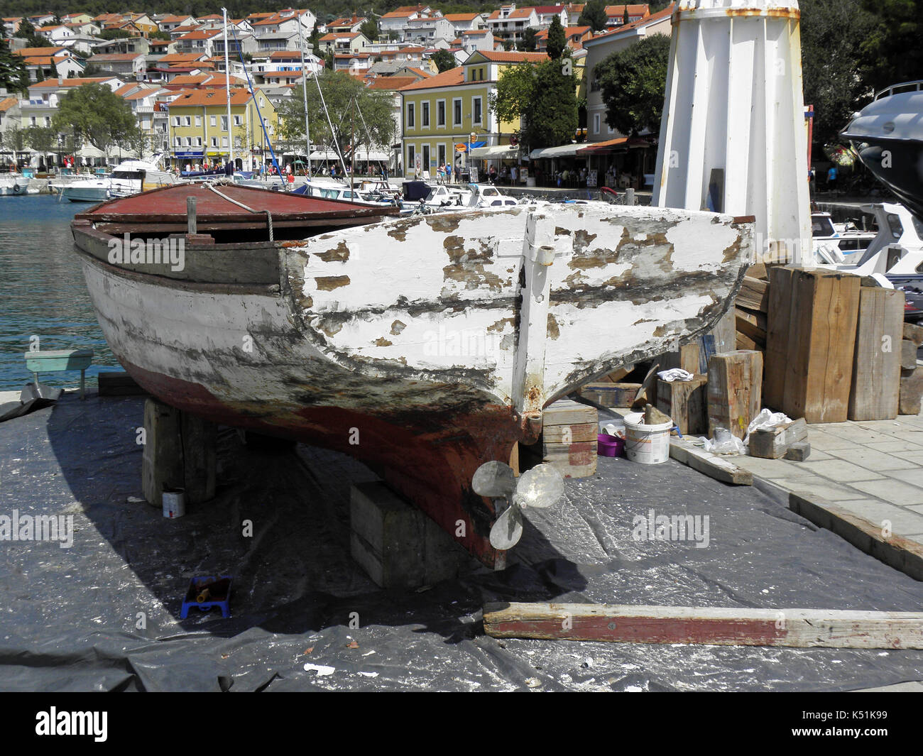 Crikvenica-Selce riviera,boats and yachts harbor by summer,Adriatic coast,boat repairing docks,Croatia,Europe,70 Stock Photo