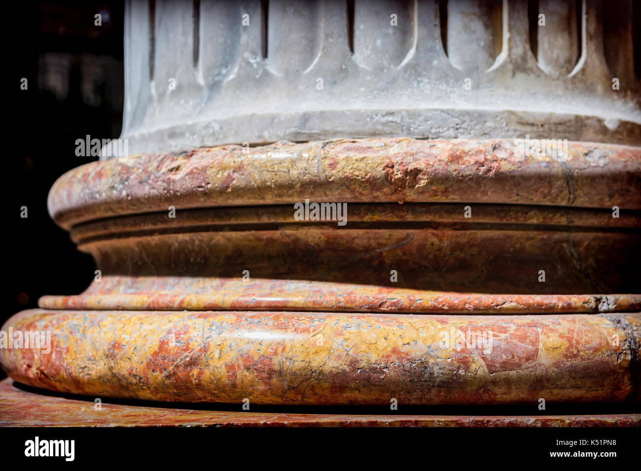 Detail of basement of marble column, Andalusia, Spain Stock Photo