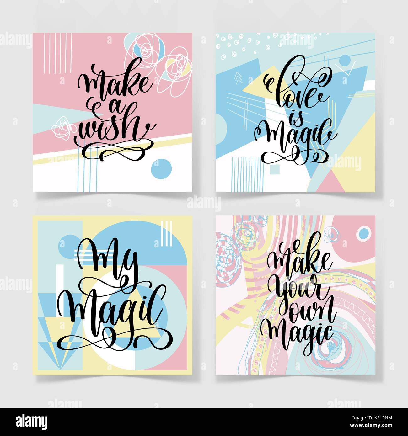 Set four hand lettering hi-res stock photography and images - Alamy