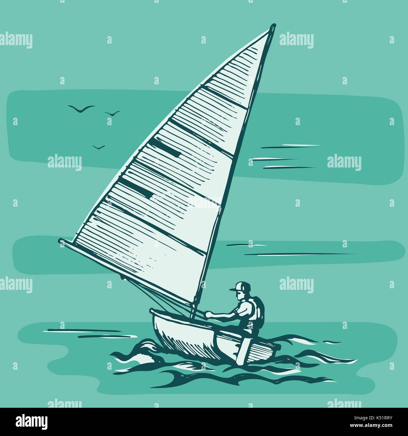Competitions of boats on the water Stock Vector