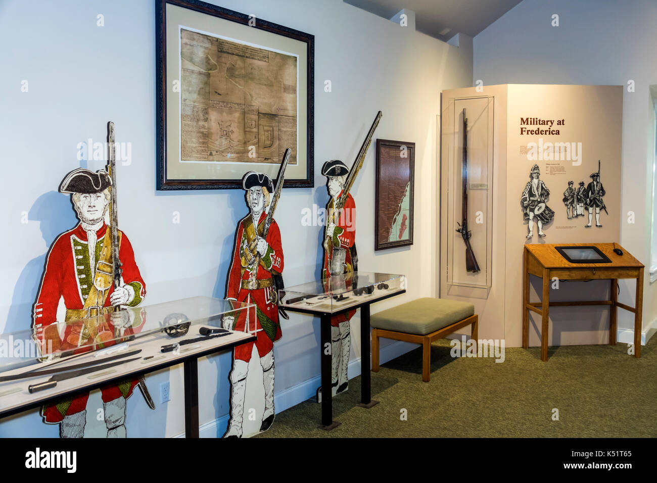 Georgia,St. Simons Island,National Park Service,Fort Frederica National Monument,archaeological site,Visitor Center,interpretive exhibit,USA US United Stock Photo