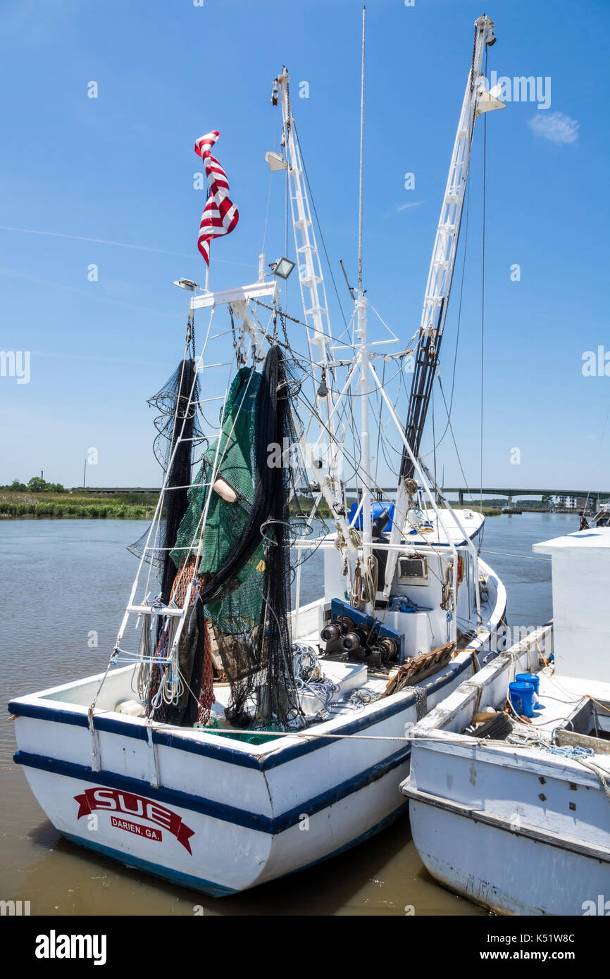 Georgia,Darien,waterfront,commercial fishing,shrimping industry,fleet,boat,dock,USA US United States America North American,GA170512053 Stock Photo