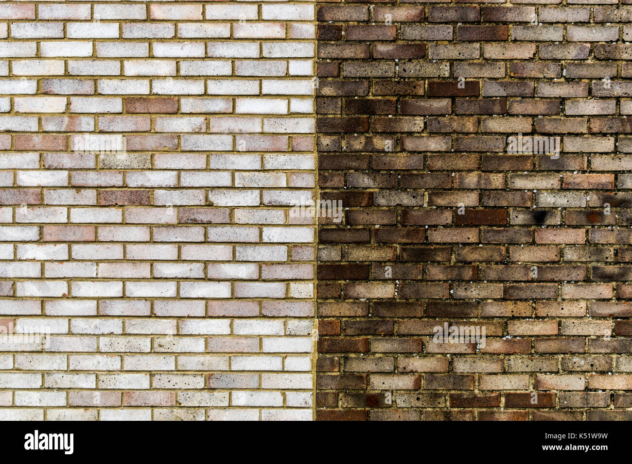 Plain two coloured brick wall Stock Photo
