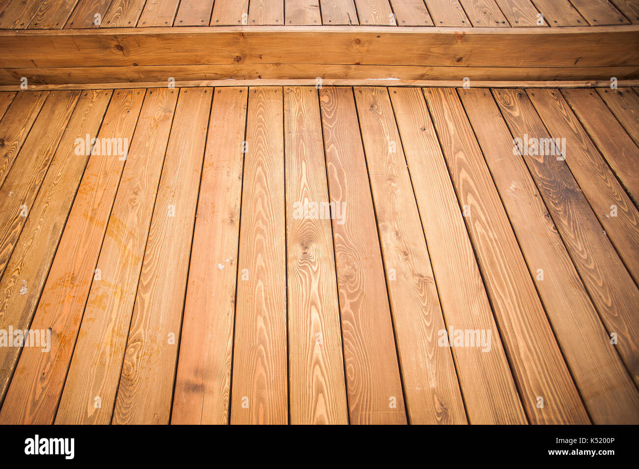 Texture - wooden boards brown color. Texture of a wooden wall from a bar. from afar another view Stock Photo