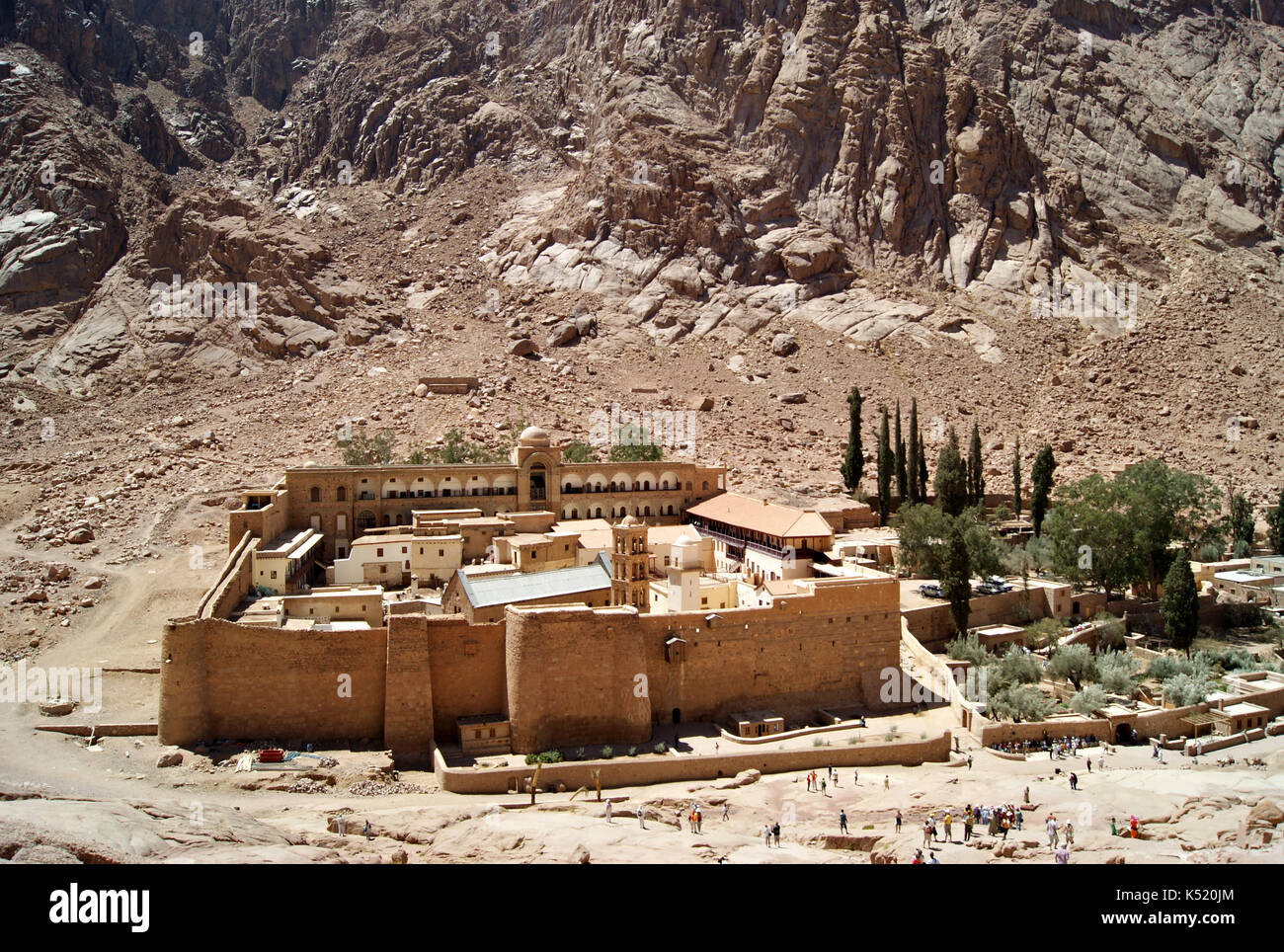 Monastery of St. Catherine, Sinai (one of the oldest working Christian monasteries in the world) and a fragment of the monastery garden, located a sto Stock Photo