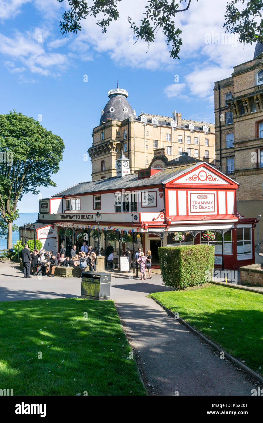 The top station of the Scarborough funicular or cliff railway. Stock Photo