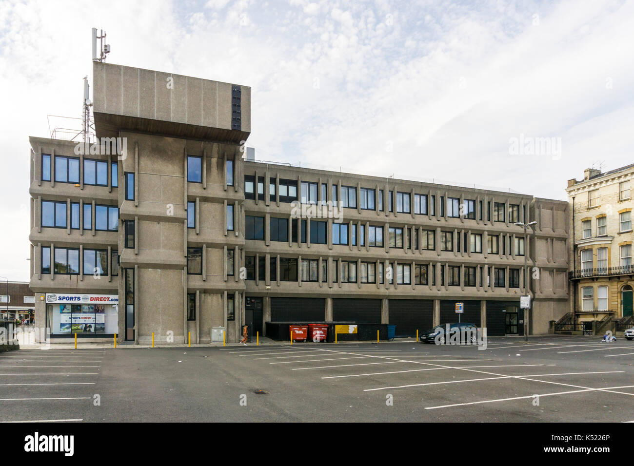 The brutalist Pavilion House in Scarborough was voted the building local people would most like to see demolished according to a TV programme Stock Photo