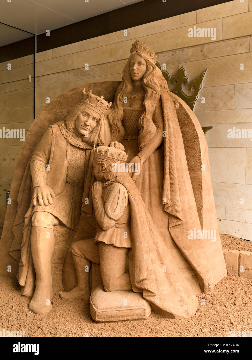 Sand sculpture entitled Investiture of Edward by Susanne Ruseler on display at the King Richard III visitor centre in Leicester, England, UK Stock Photo