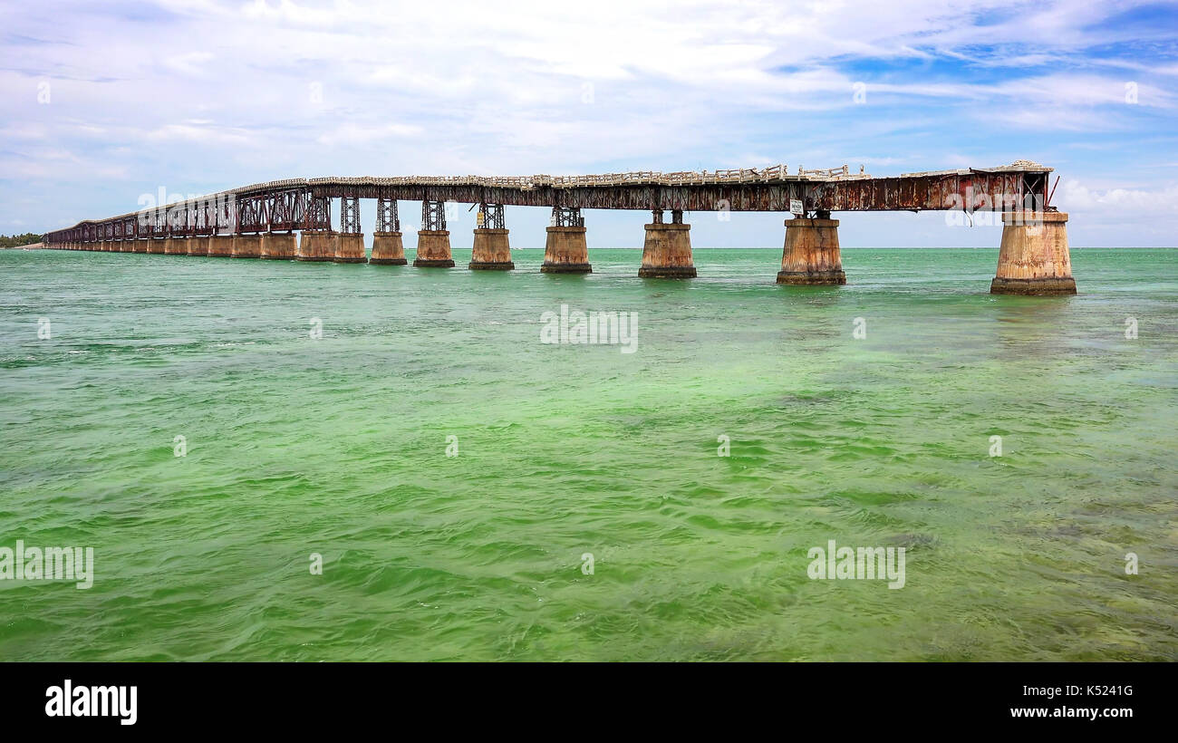 Abandoned Bahia Honda Rail Bridge was part of the Overseas Railway in the lower Florida Keys Stock Photo