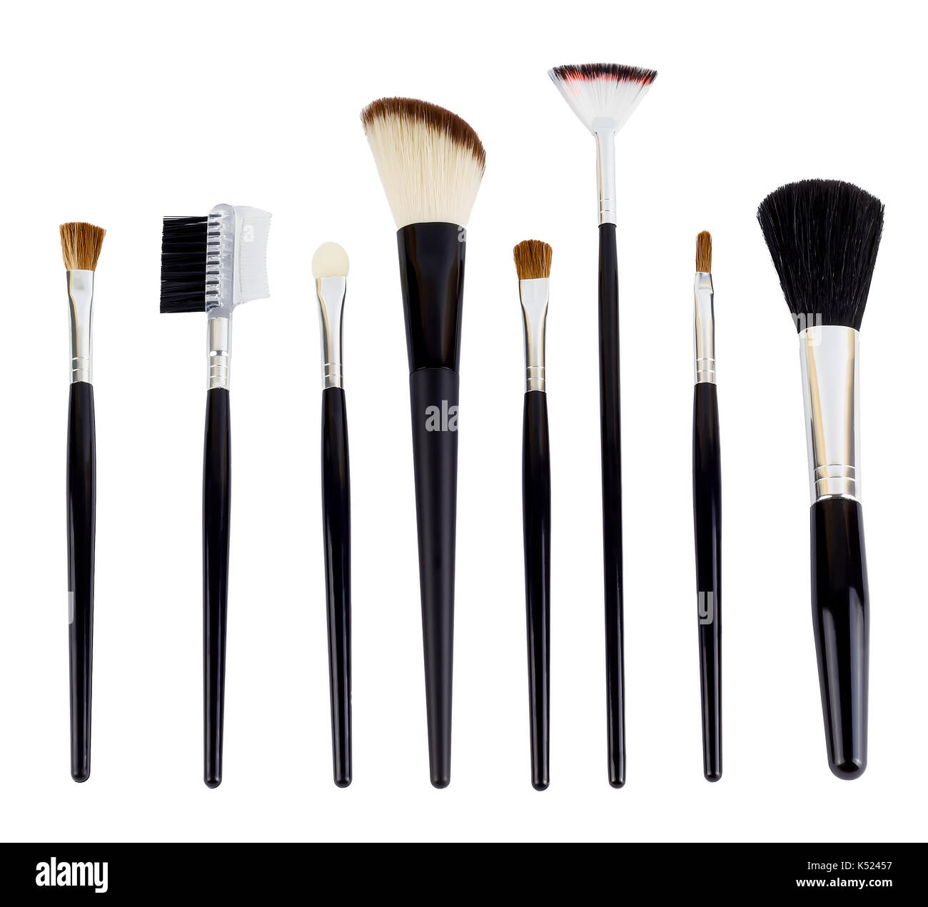 A set of different make-up brushes Stock Photo