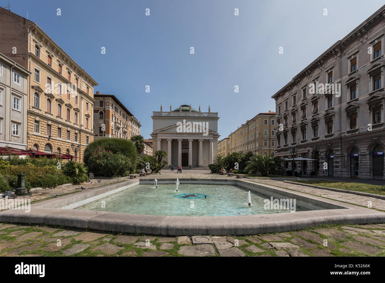 Square and Church of Sant' Antonio Taumaturgo, Trieste, Friuli Venezia Giulia, Italy Stock Photo