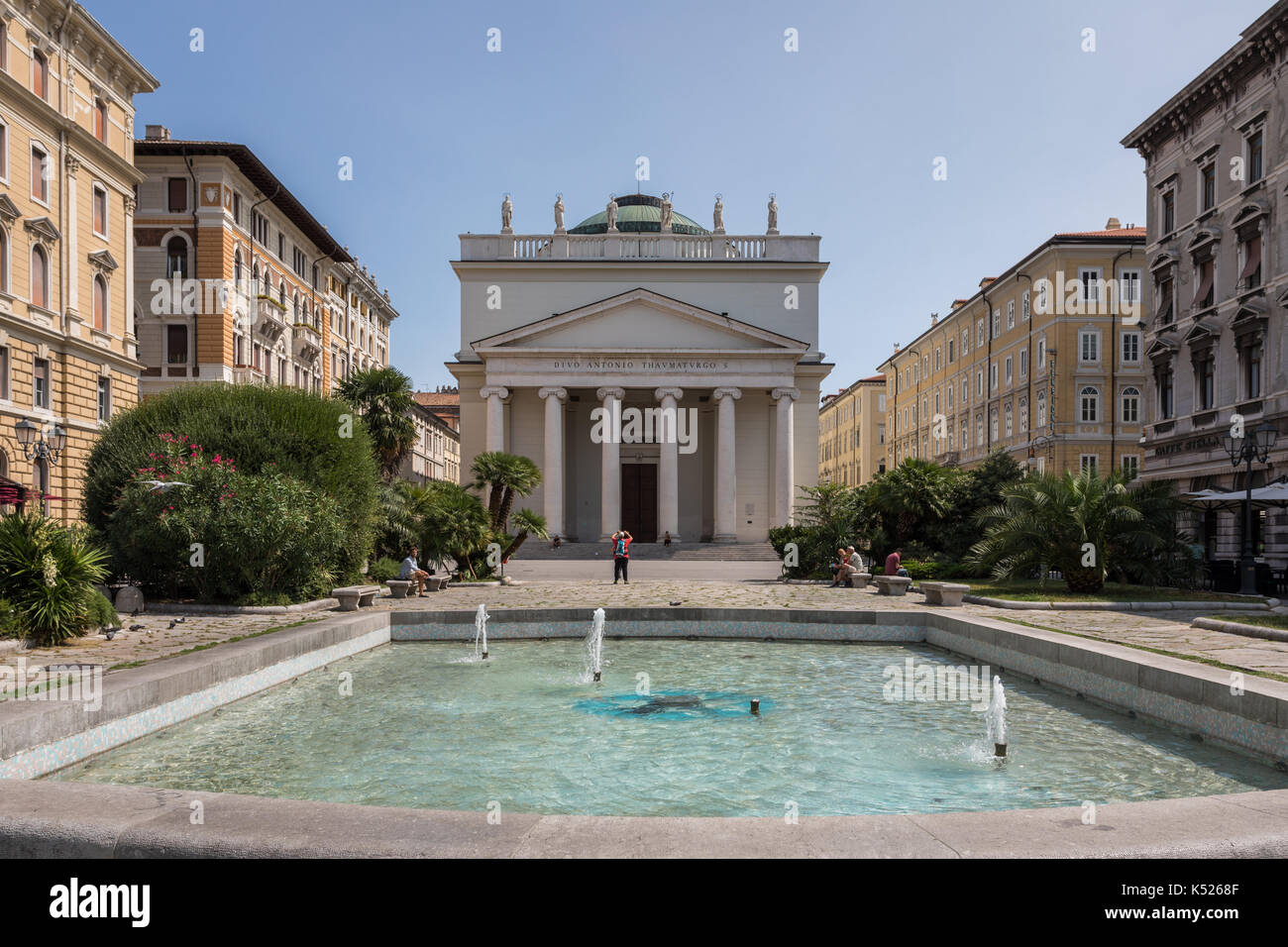 Square and Church of Sant' Antonio Taumaturgo, Trieste, Friuli Venezia Giulia, Italy Stock Photo
