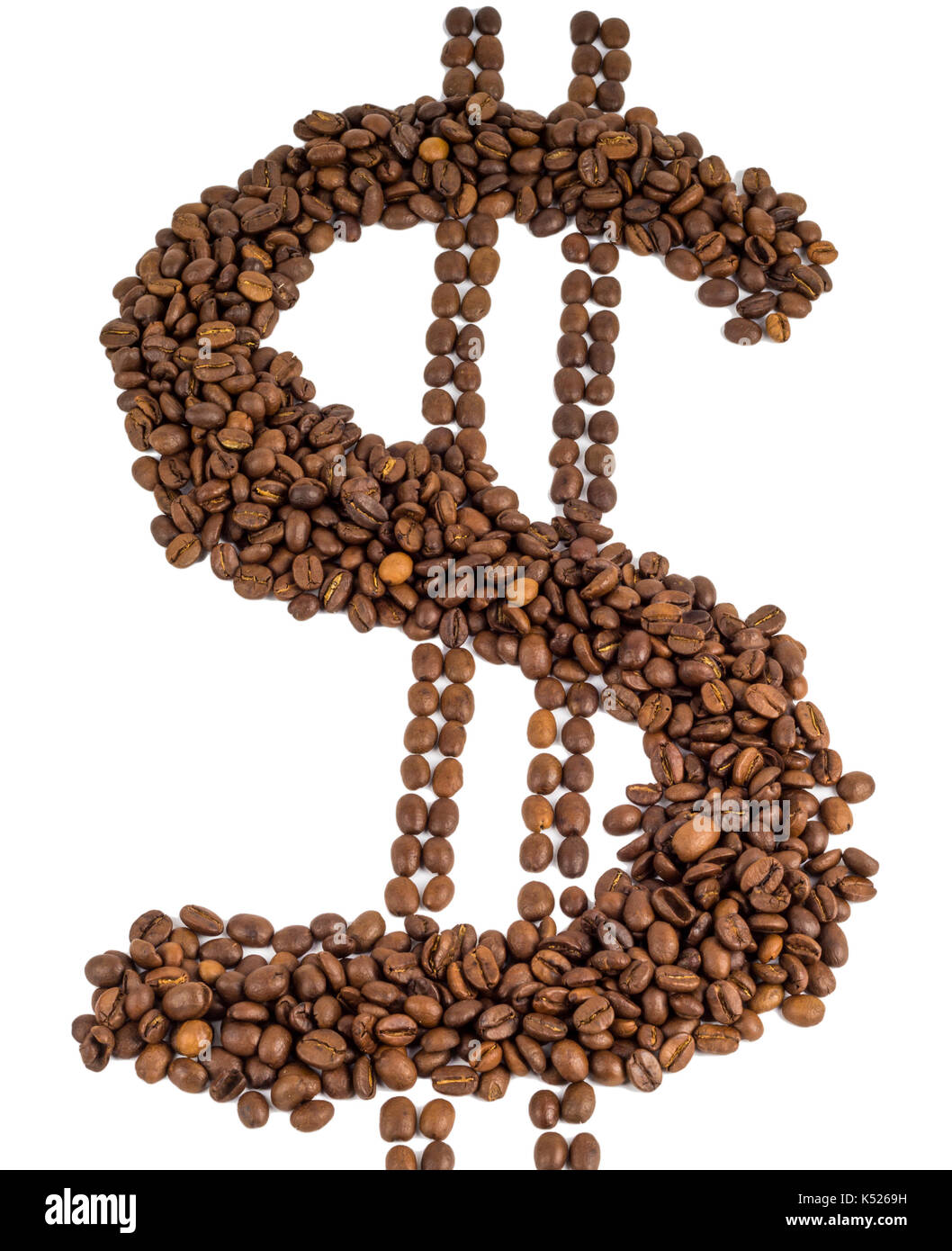 coffee beans in the form of dollar Stock Photo Alamy