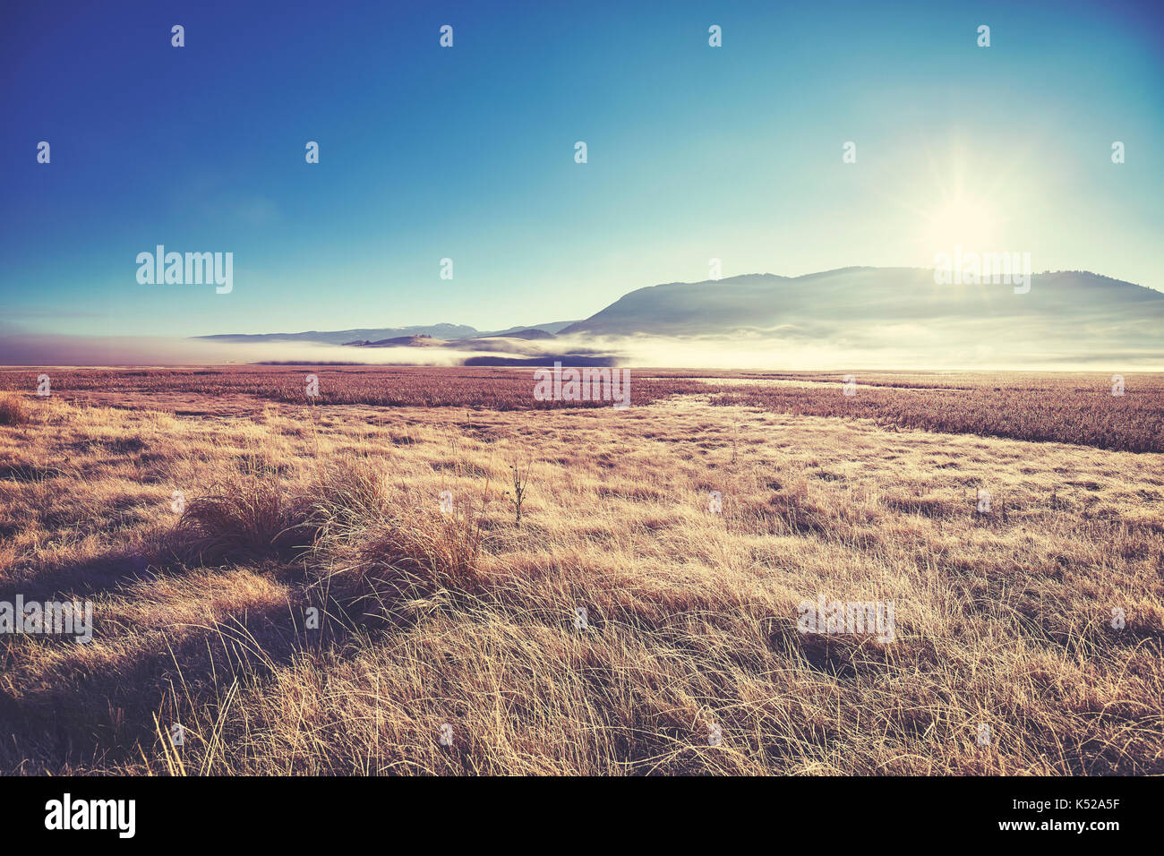 Vintage toned sunrise at Grand Teton National Park, Wyoming, USA. Stock Photo