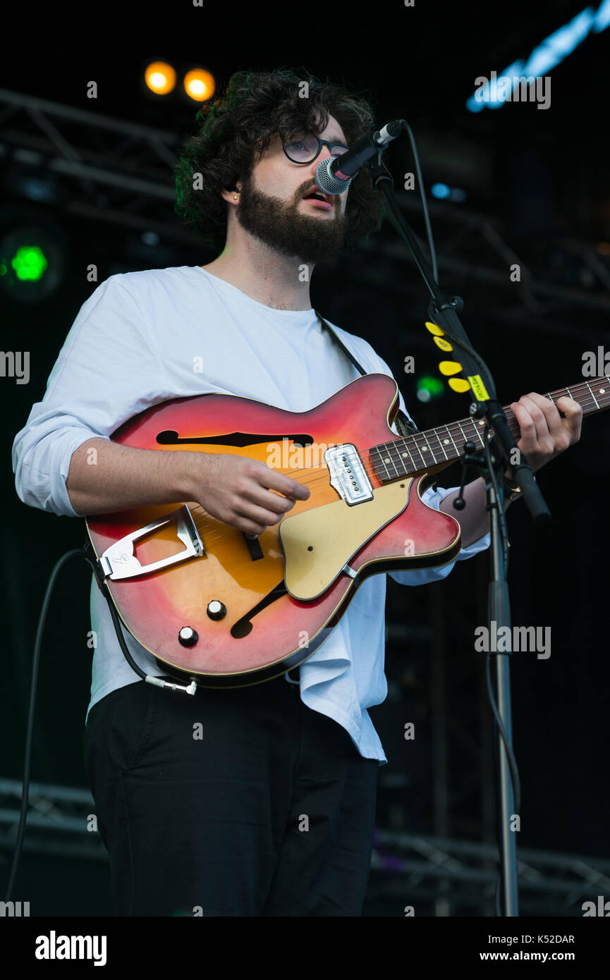 Thornhill, Scotland, UK - September 2, 2017: Ross Leighton of Scottish indie band Fatherson performing during day 2 of Electric Fields Festival. Stock Photo