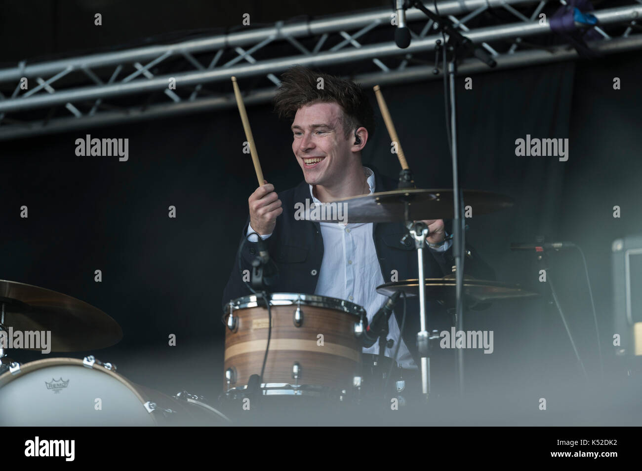 Thornhill, Scotland, UK - September 2, 2017: Greg Walkinshaw of Scottish indie band Fatherson performing during day 2 of Electric Fields Festival. Stock Photo