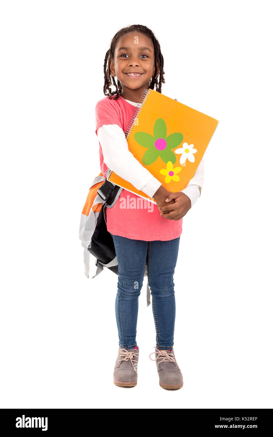 Young girl student posing isolated in white Stock Photo - Alamy