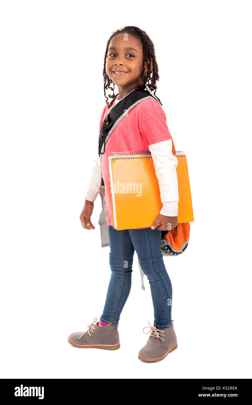 Young girl student posing isolated in white Stock Photo - Alamy