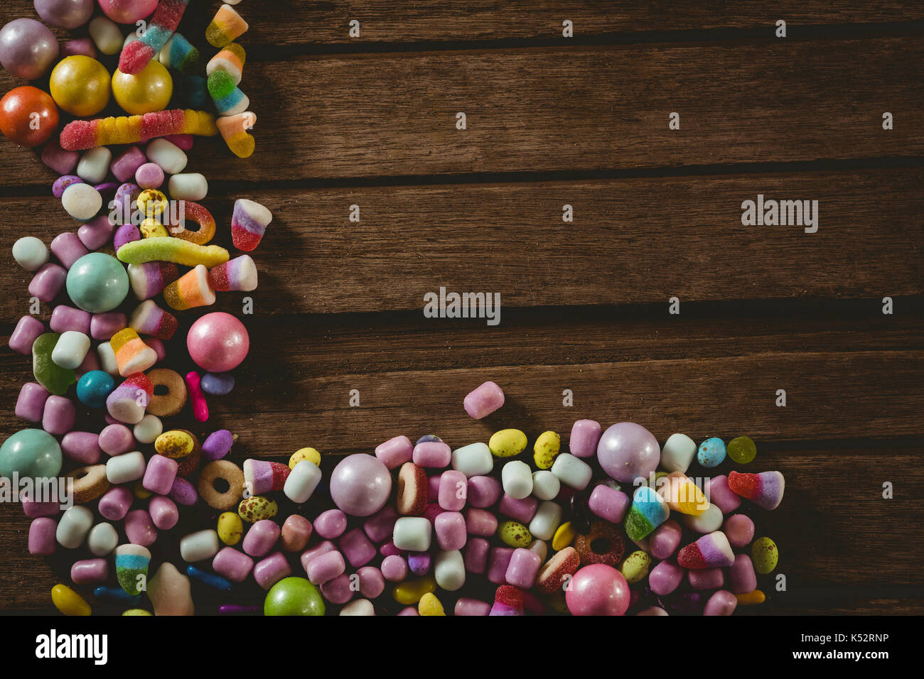 Overhead view various candies hi-res stock photography and images - Alamy
