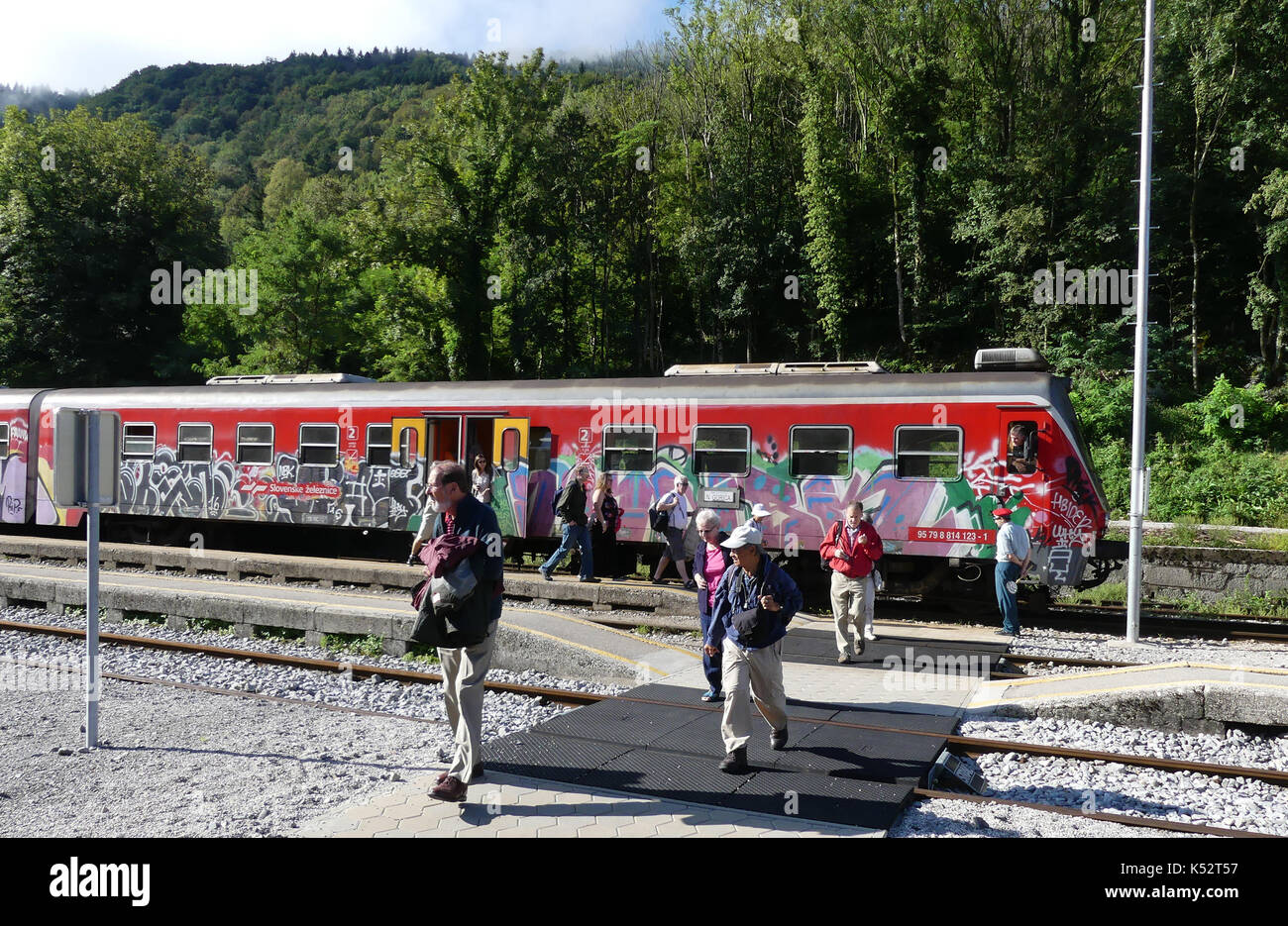 SLOVENIA Alpine train service near Most na Soci.  Photo: Tony Gale Stock Photo