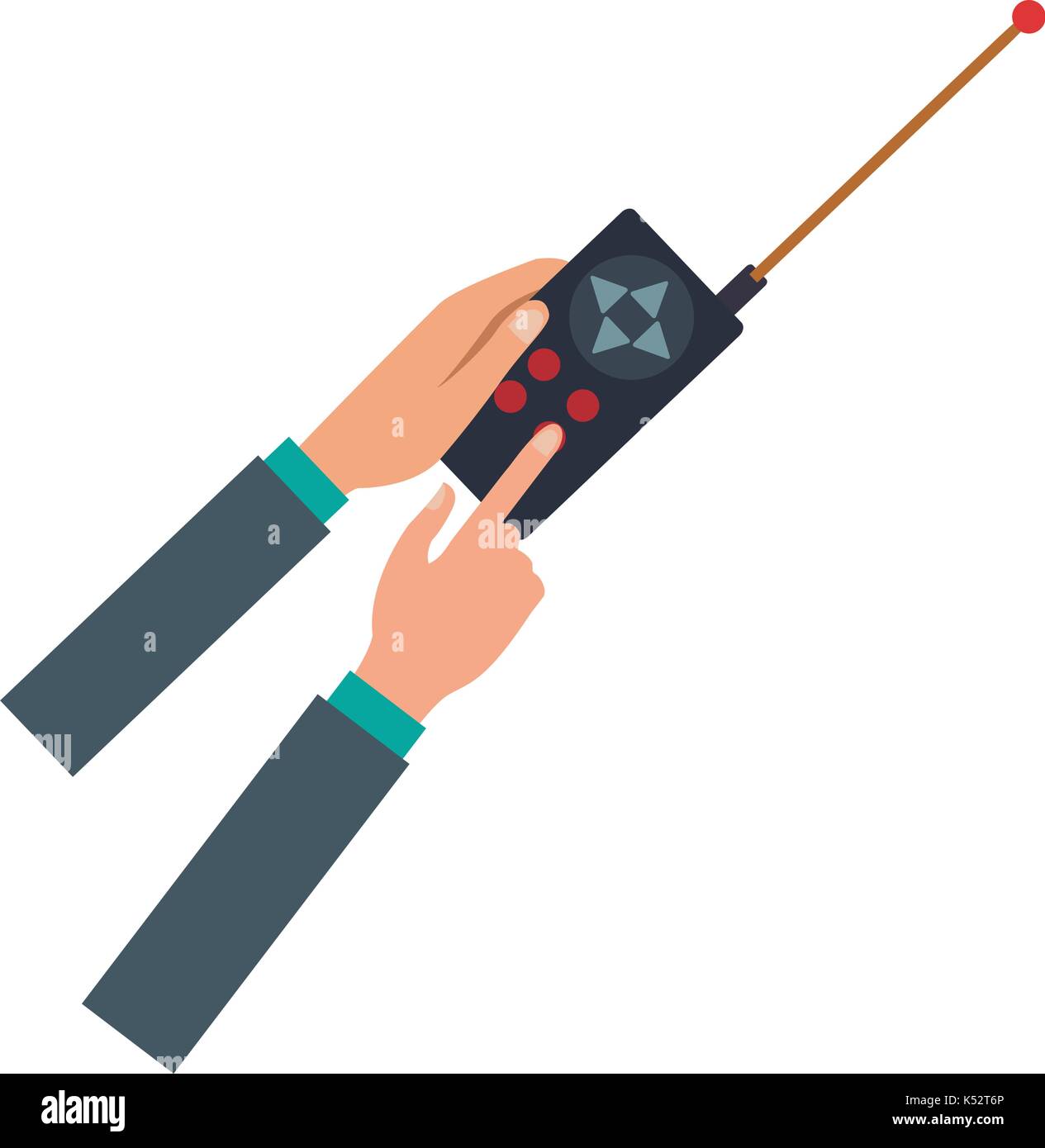 hands holding control remote advanced for drones with antenna Stock ...