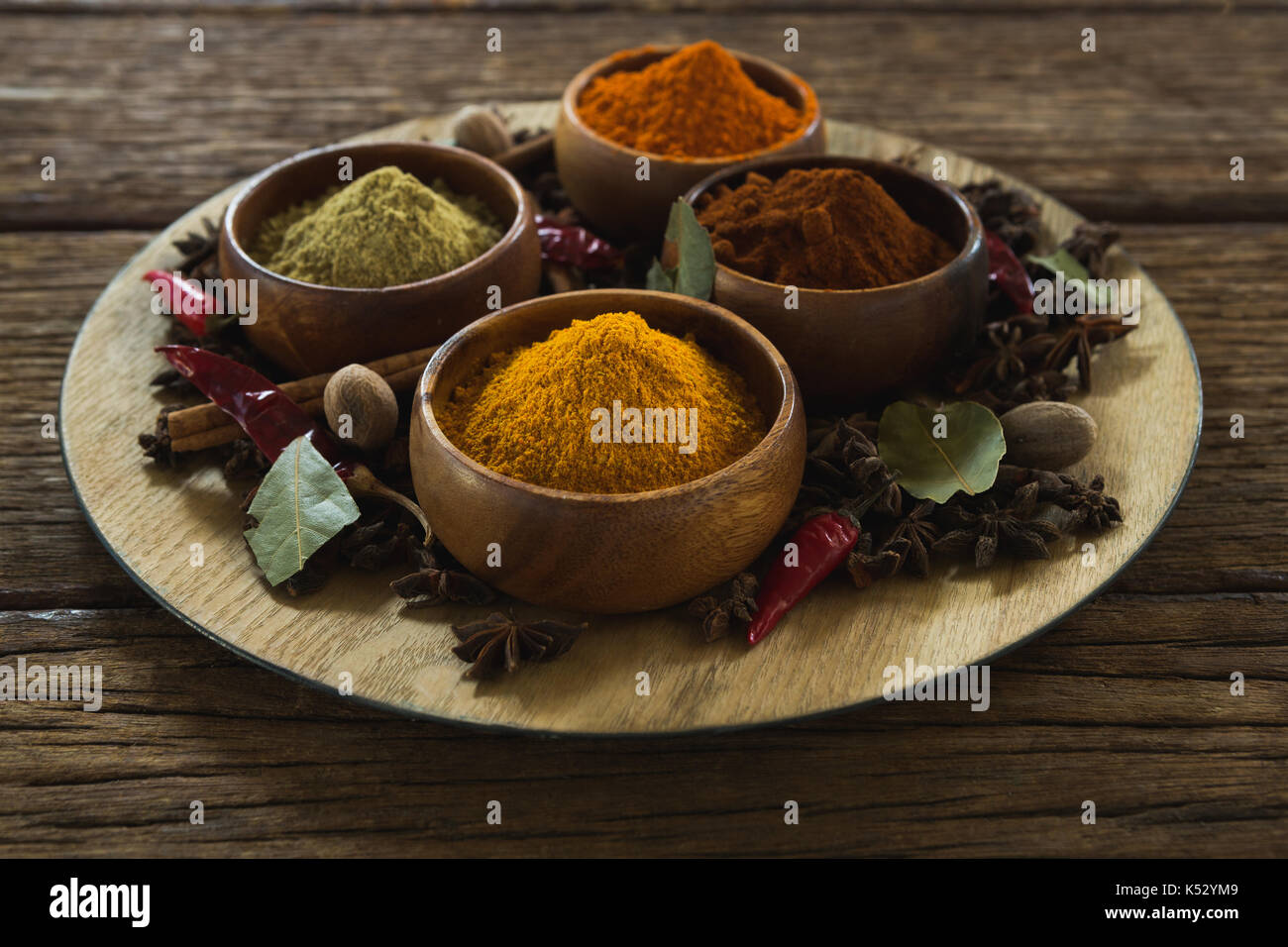 Close-up of various type of spices in bowl Stock Photo