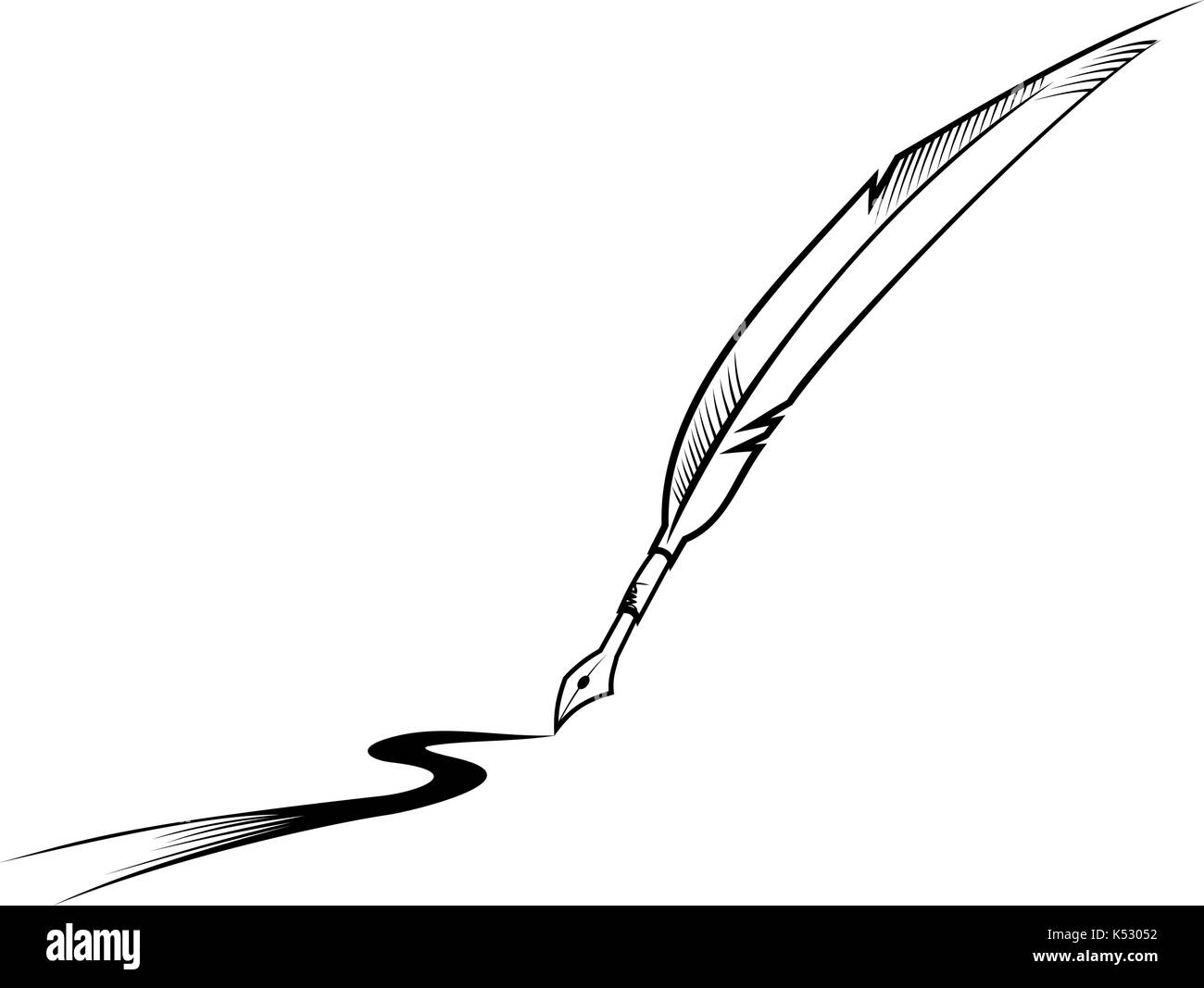 Feather writing Stock Vector
