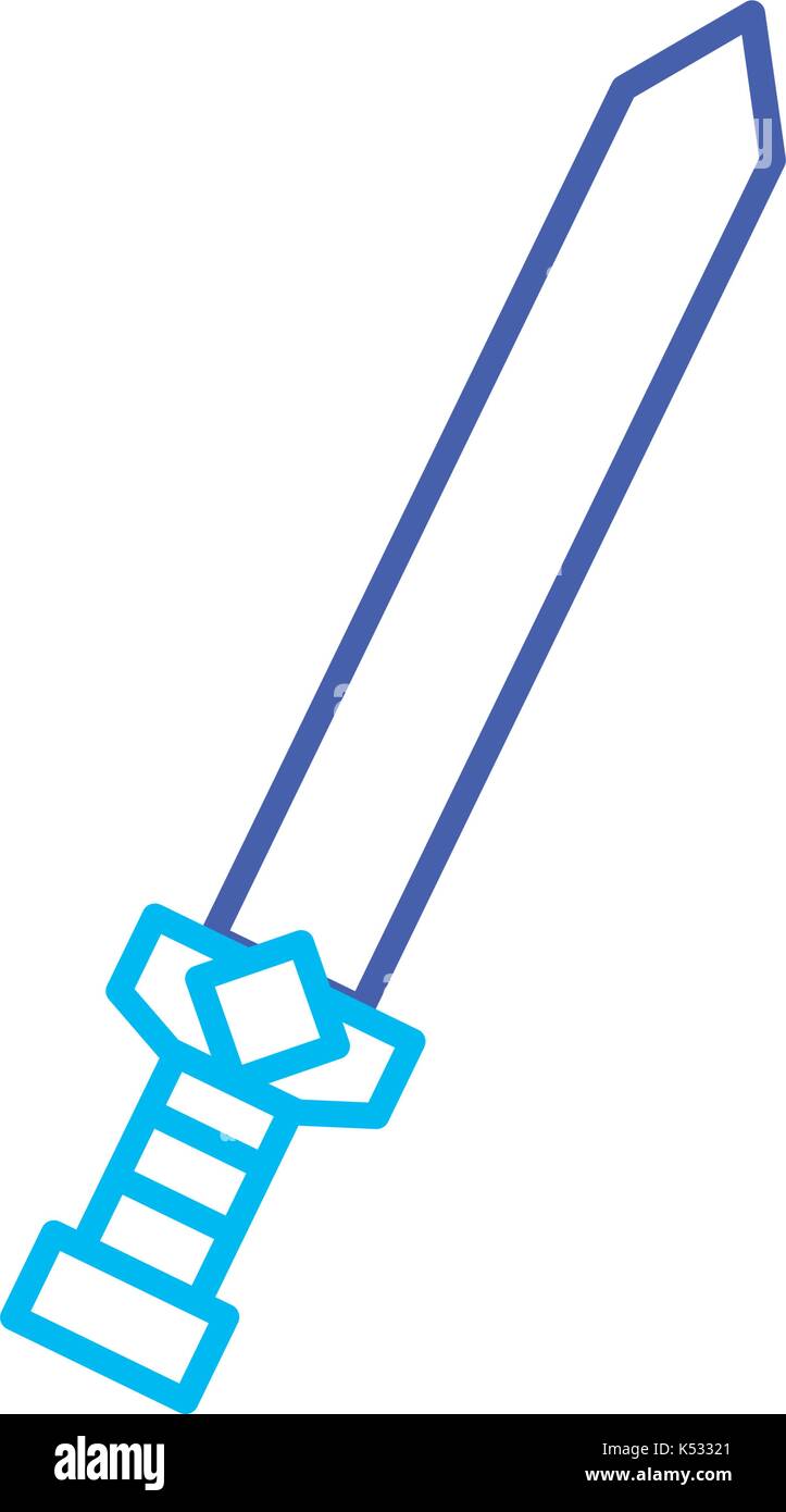 line video game sword medieval weapon protection Stock Vector Image ...