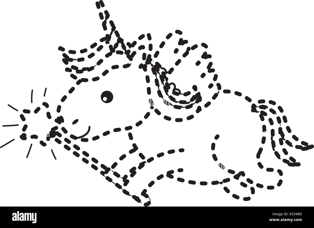dotted shape beauty unicorn with wings and magic wand Stock Vector ...