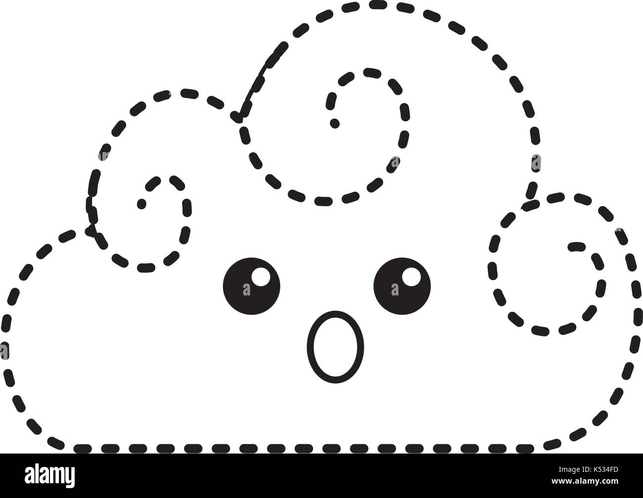 dotted shape kawaii cute surprised cloud weather Stock Vector Image ...