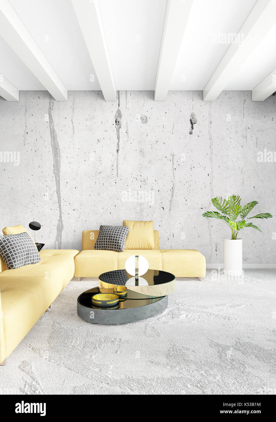 Vertical Bedroom Minimal or Loft style Interior Design. 3D Rendering ...