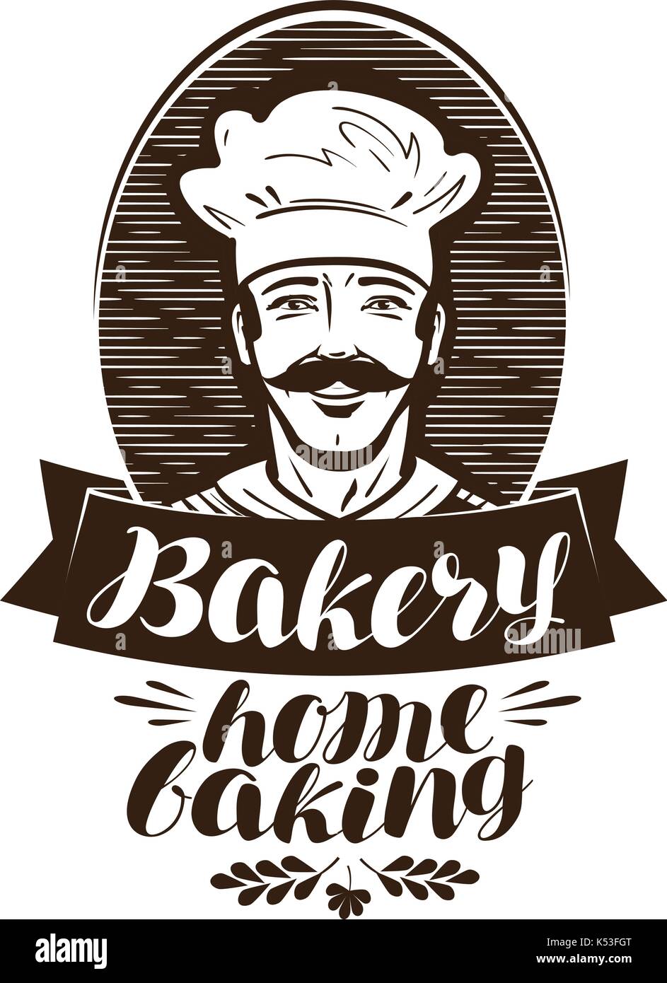 Bakery, bakehouse logo. Home baking label. Vintage vector illustration Stock Vector