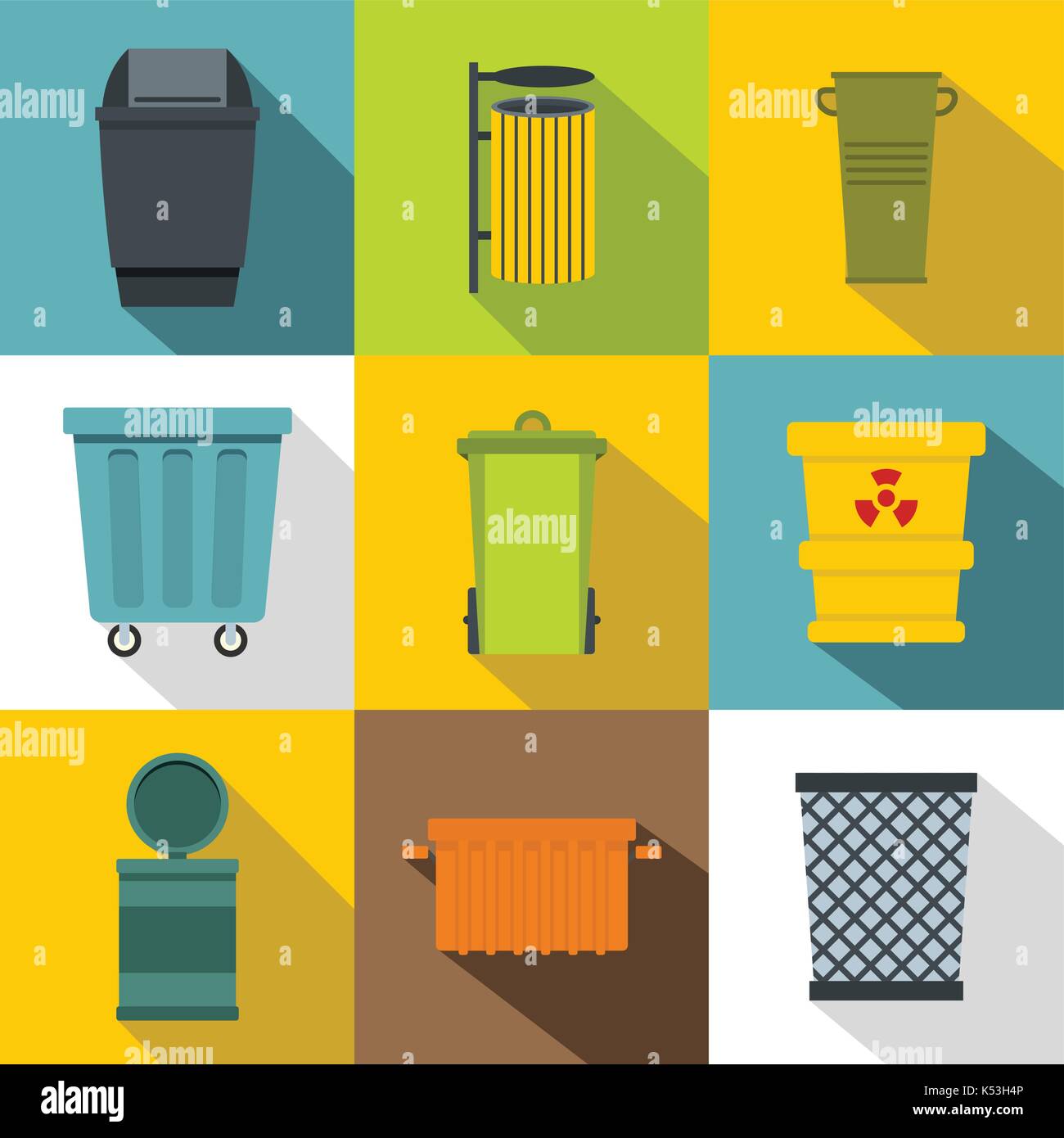 Garbage storage icon set, flat style Stock Vector Image & Art - Alamy