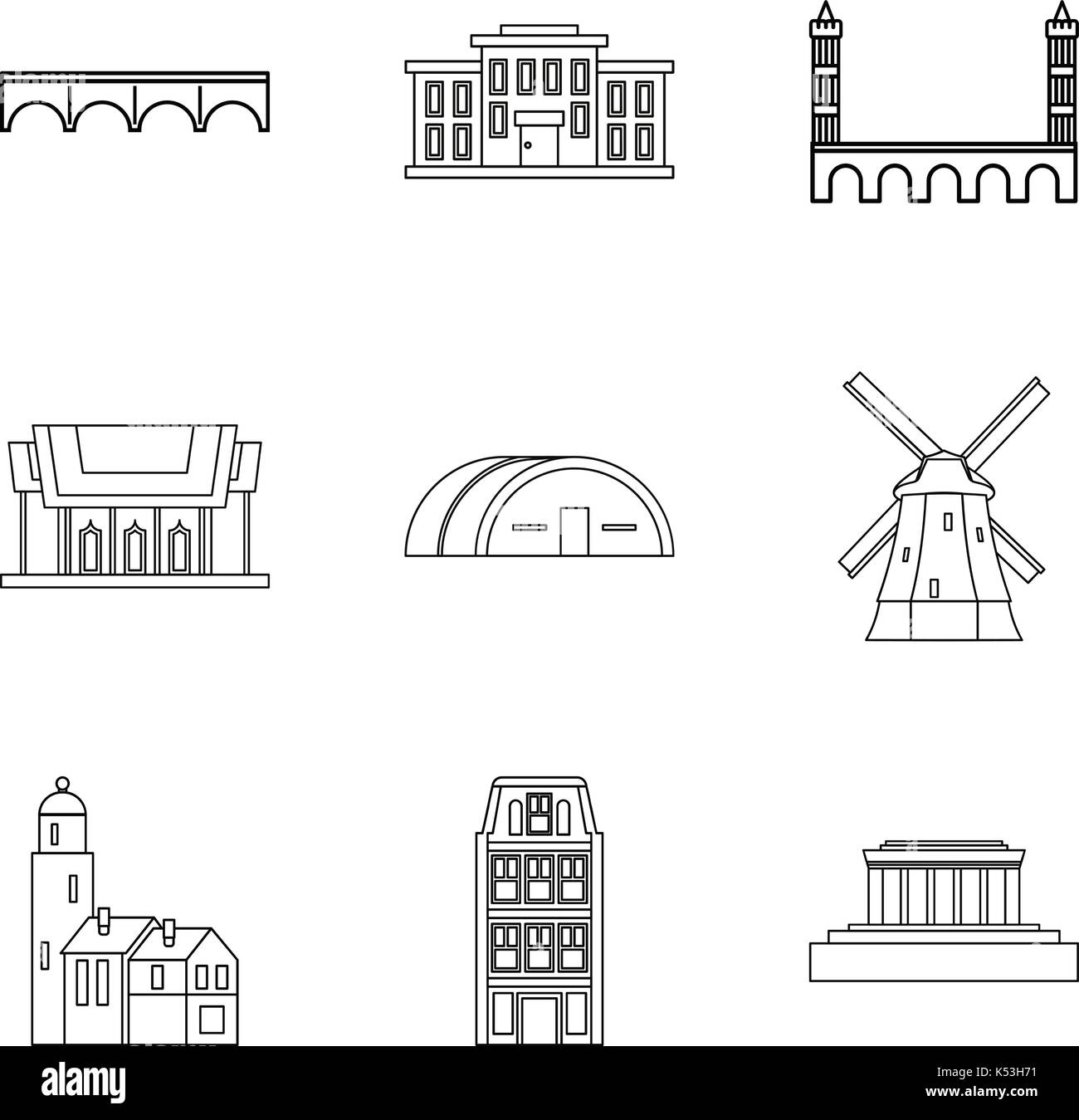 Skyscraper icons set, outline style Stock Vector Image & Art - Alamy
