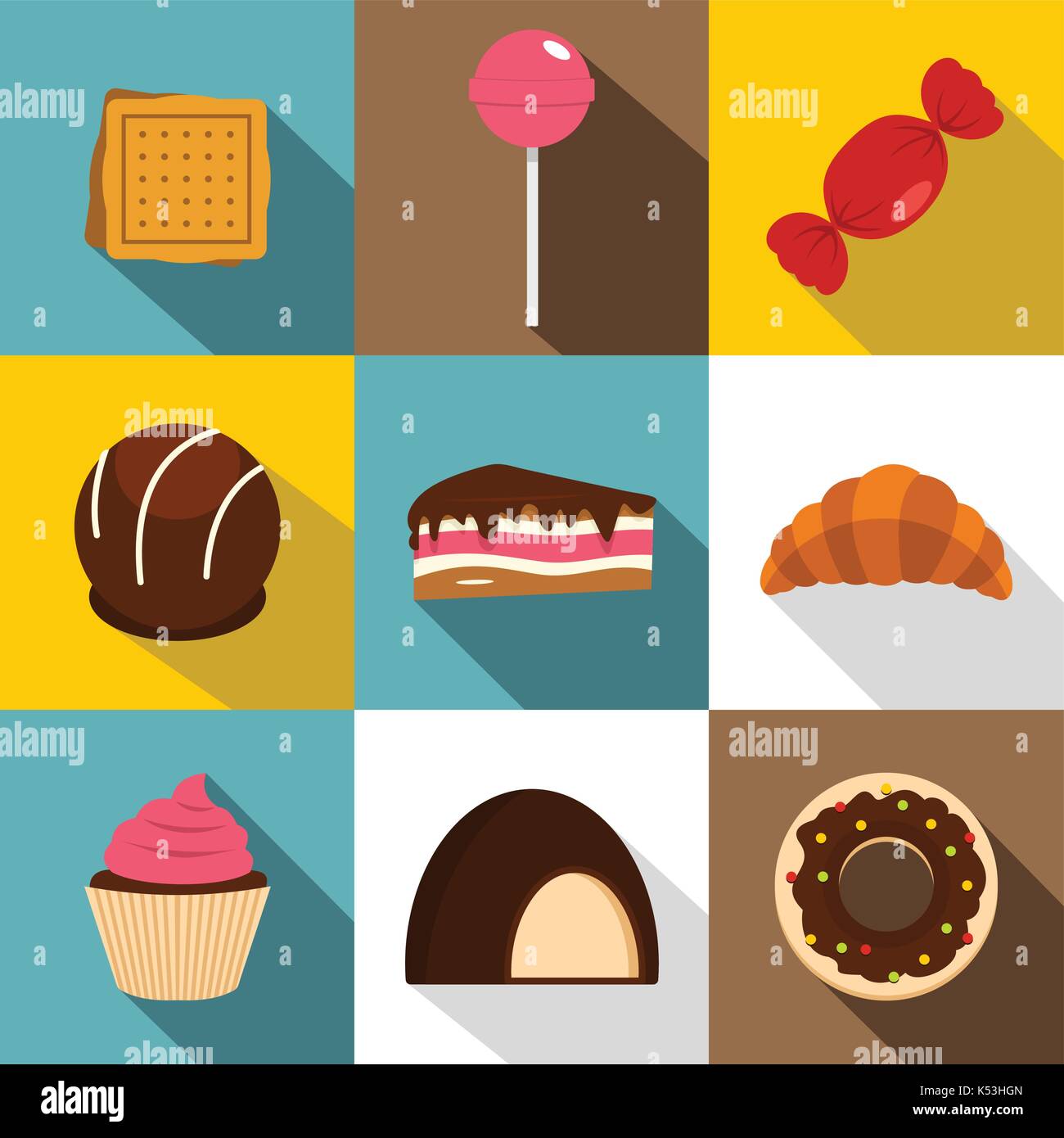 Different sweets icon set, flat style Stock Vector Image & Art - Alamy