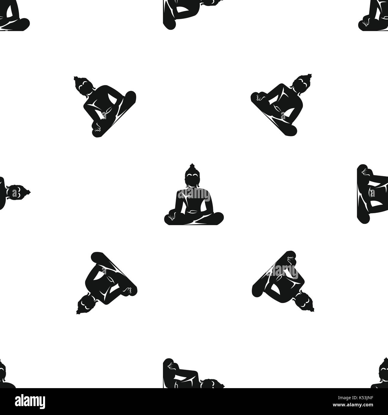 Statue of Buddha sitting in lotus pose pattern seamless black Stock ...