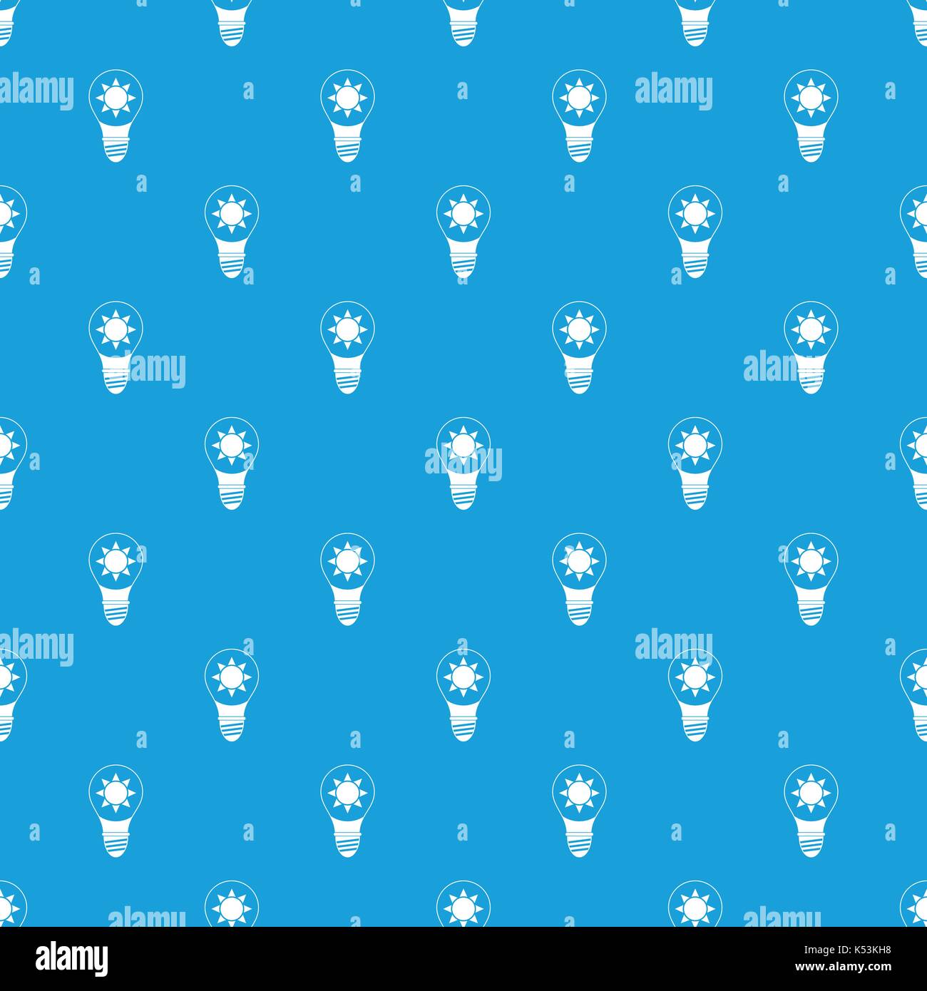 Light bulb with sun inside pattern seamless blue Stock Vector