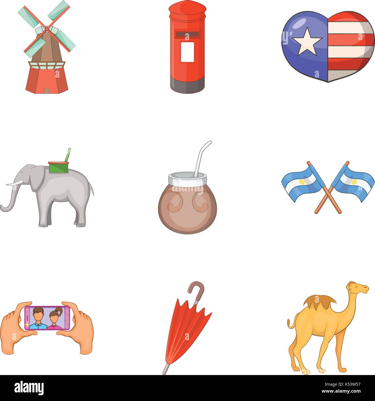 Travel around world icons set, cartoon style Stock Vector Image & Art ...