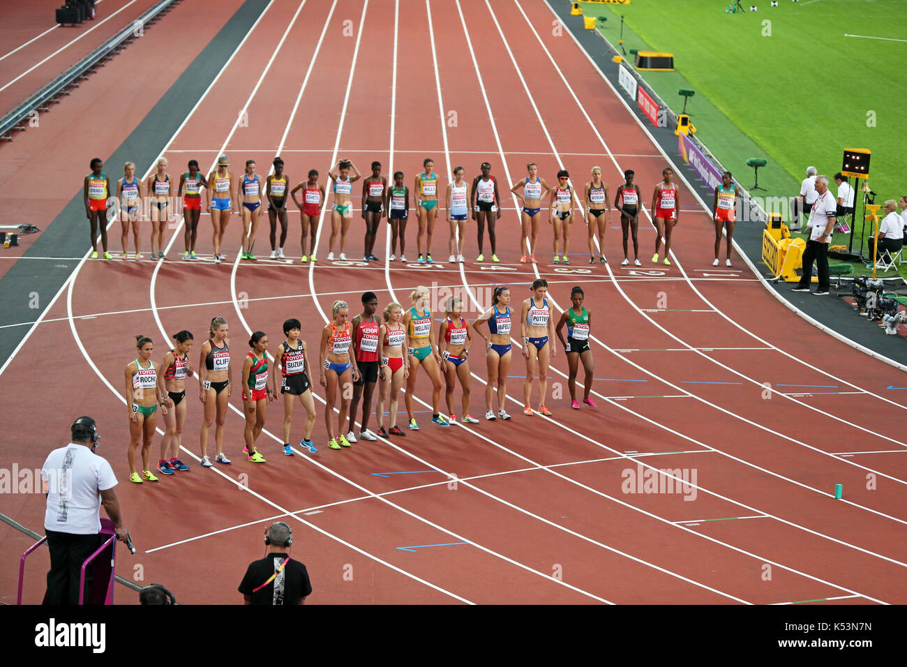 Start of the Women's 10000m Final at the 2017, IAAF World Championships, Queen Elizabeth Olympic Park, Stratford, London, UK. Stock Photo