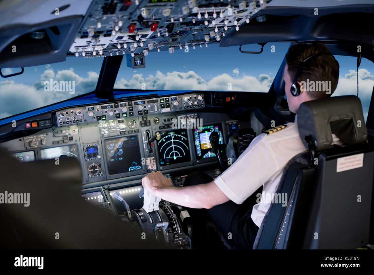 Airplane Cockpit Pilots Sitting Front Of Dashboard Aircraft Inside