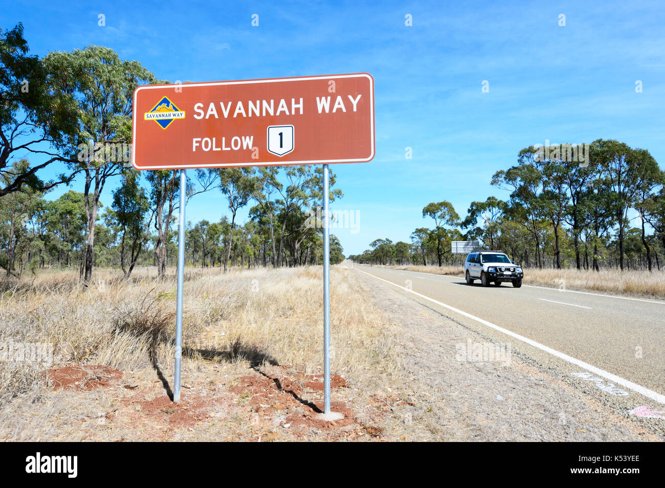 Savannah Way is a sealed road through remote and isolated Queensland, QLD, Australia Stock Photo