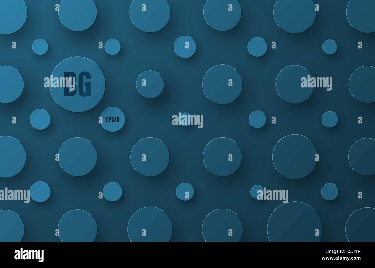 blue vector background template with circles of different sizes hovering in the air at different heights. Stock Vector