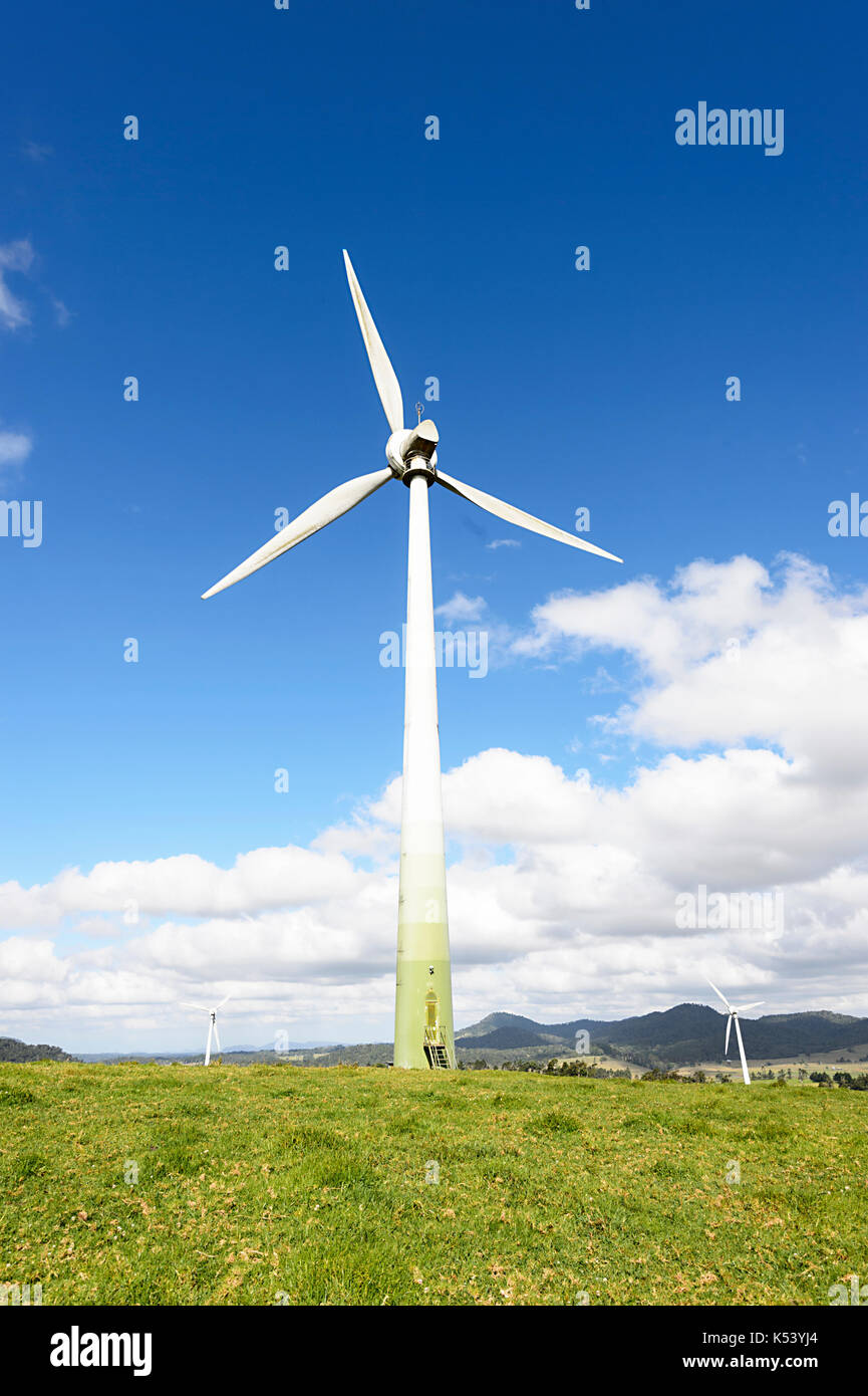 Wind Farm using Enercon E40 turbines produces 12 megawatts of electricity, Windy Hill, Atherton Tablelands, Far North Queensland, FNQ, QLD, Australia Stock Photo