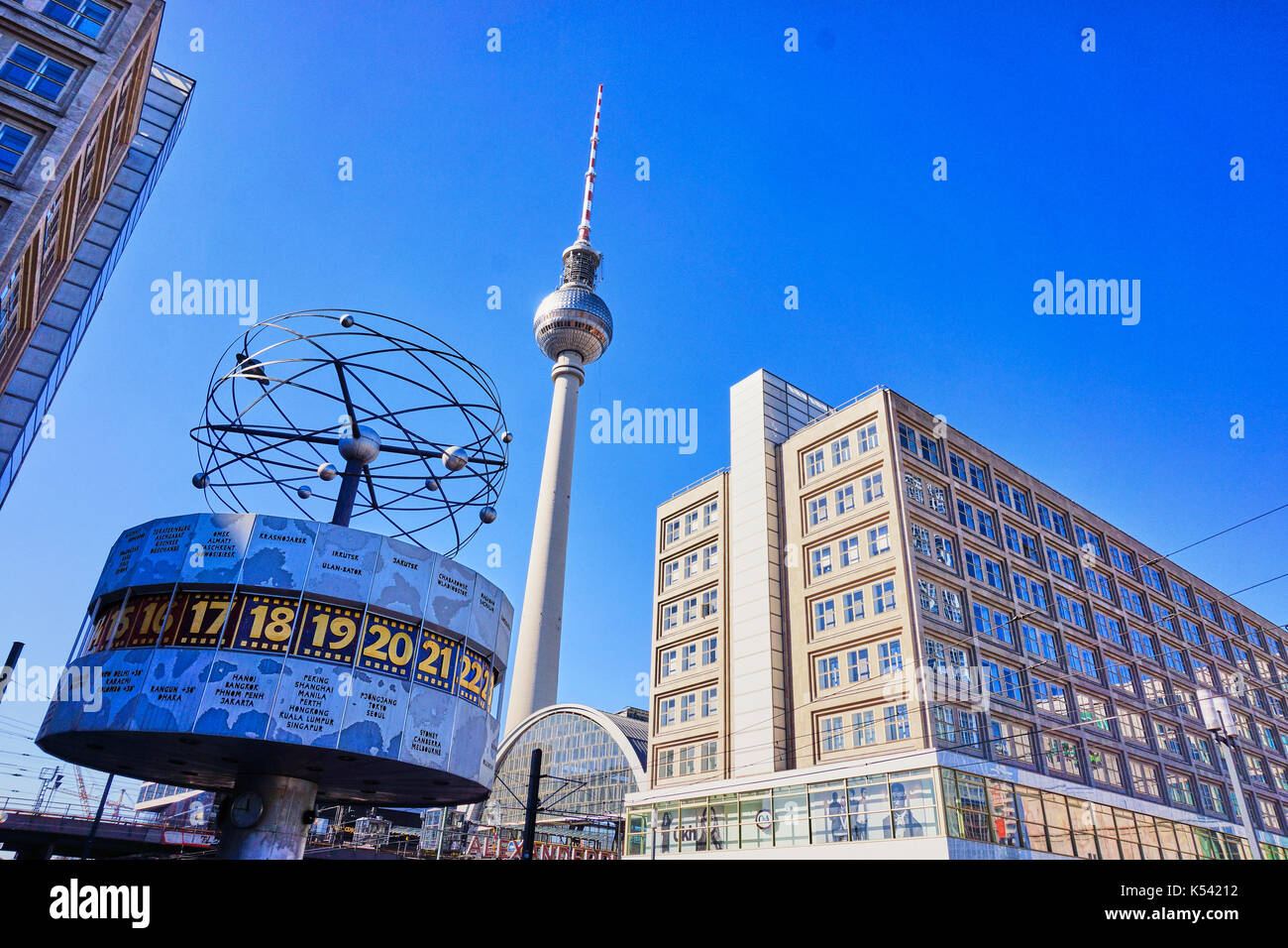 World time clock at alexander square hires stock photography and